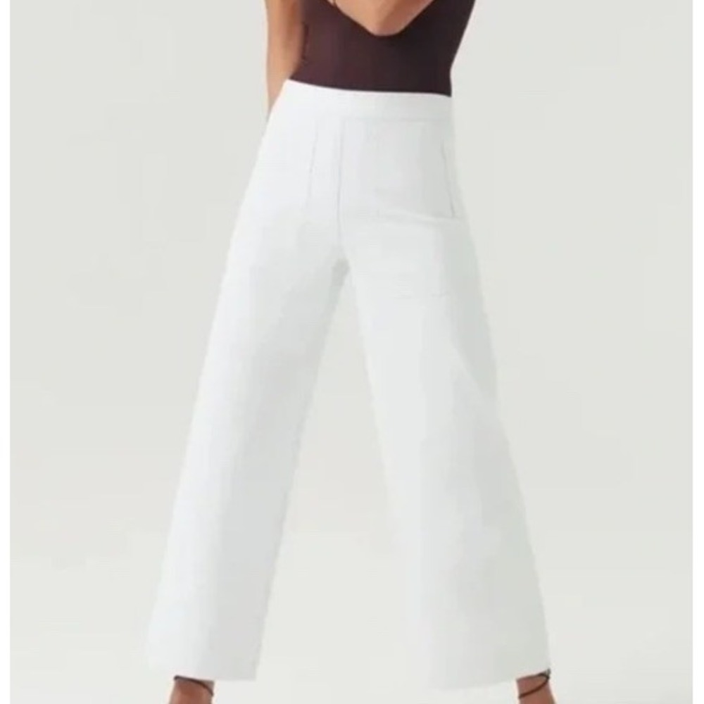 NWT SPANX 20479R Cropped Wide Leg in White Pull-on Shaping Pants XL